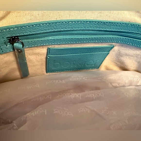 Botkier NWT Beautiful Aqua Teal 2 Shoulder Handle Leather Bag Purse (P100) - Picture 8 of 10